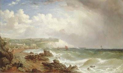 Ventnor, Isle of Wight, vanaf het strand, naderende bui door William Adolphus Knell